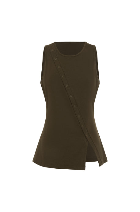 Malibu Asymmetric Press Stud Tank | Espresso